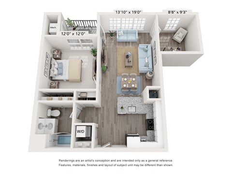 One Bed Den 870 sq.ft. at Brookfield Village Apartments in Brookfield, CT, 06804